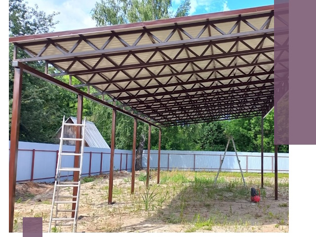 Односкатные навесы под ключ в Рассказове — изготовление и монтаж