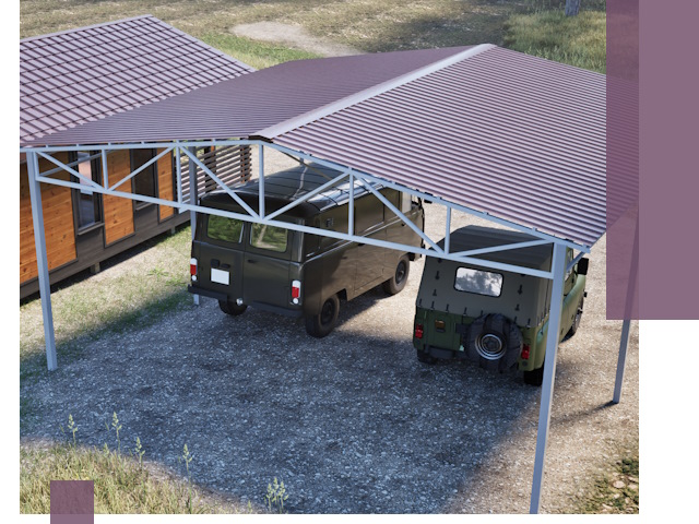 Двускатные навесы под ключ в Рассказове — изготовление и монтаж