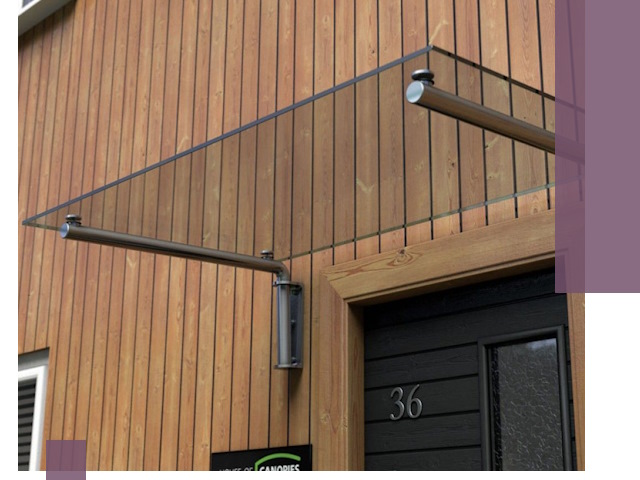 Стеклянные козырьки на входы и фасады в Рассказове